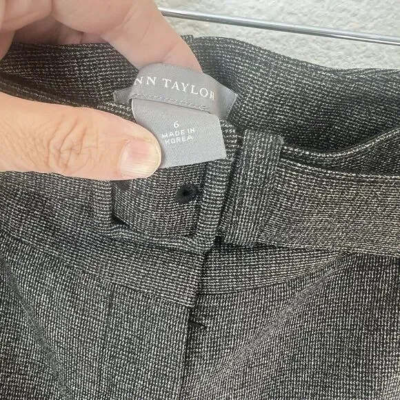 Ann Taylor Signature Fit Trouser Dress Pants  Size 6 Gray Wool Belted Classic - Picture 4 of 10